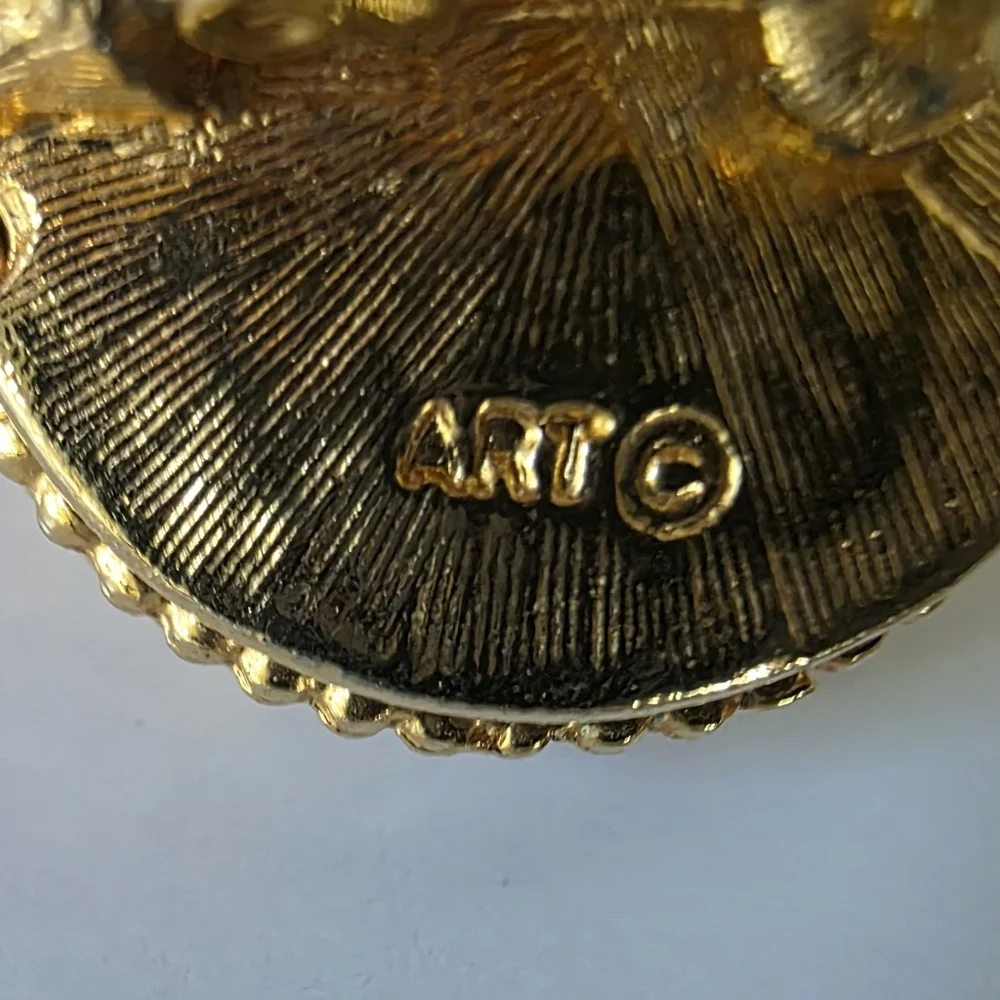 Vintage ART Gold Filigree Dome Statement Earrings 60s 70s Designer Style